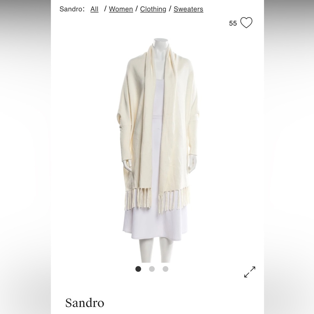 NWOT Sandro Open Cardigan with Fringe